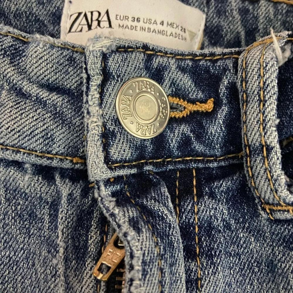Zara Straight Leg High Rise Dark Jeans - Picture 3 of 7